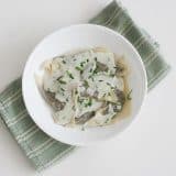 Mushroom Ravioli with Parmesan Chive Sauce