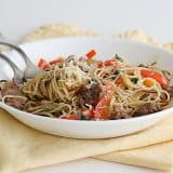 Toasted Angel Hair with Sausage and Peppers