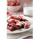 Red Velvet Waffles with Cream Cheese Icing Drizzle