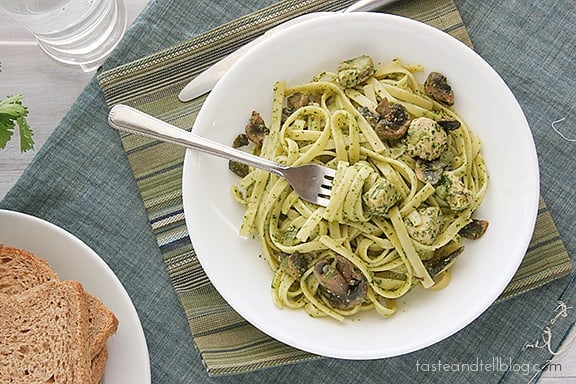 Chicken and Pasta with Cilantro Pesto | www.tasteandtellblog.com