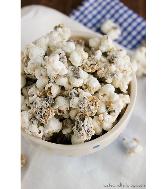 Chocolate Chip Cookie Popcorn | www.tasteandtellblog.com #recipe #popcorn Chocolate Chip Cookie Popcorn | www.tasteandtellblog.com #recipe #popcorn