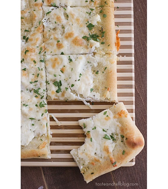 Garlic Rosemary Three Cheese Pizza | www.tasteandtellblog.com #recipe #pizza Garlic Rosemary Three Cheese Pizza | www.tasteandtellblog.com #recipe #pizza