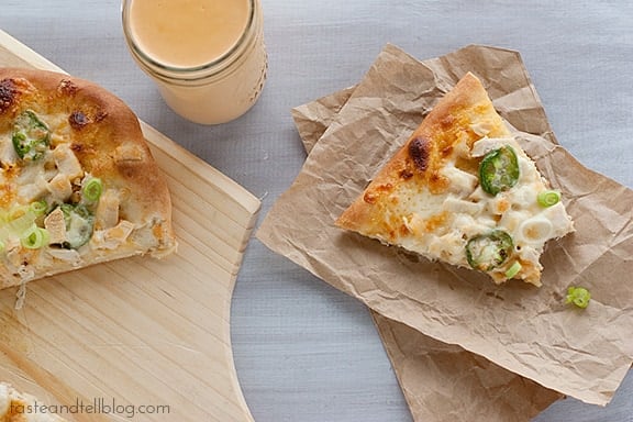 Chicken and Roasted Red Pepper Pizza | www.tasteandtellblog.com Chicken and Roasted Red Pepper Pizza | www.tasteandtellblog.com