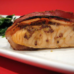 Bacon-Wrapped Salmon with Wilted Spinach