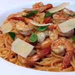 Linguine with Honeyed Tomato Sauce and Shrimp