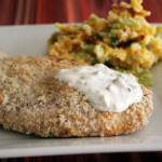 Panko-Crusted Pork Chops with Creamy Herb Dressing and Scalloped Corn and Broccoli