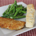 Quick ‘n Crunchy Potato Chip Chicken, Asparagus with Maple Mustard Sauce and Sour Cream Biscuit Sticks