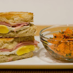 Ham, Egg and Cheese Sandwiches with Carrot-Parsley Salad