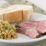 Marinated Flank Steak and Quinoa with Peas and Scallions