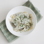 Mushroom Ravioli with Parmesan Chive Sauce
