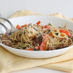 Toasted Angel Hair with Sausage and Peppers