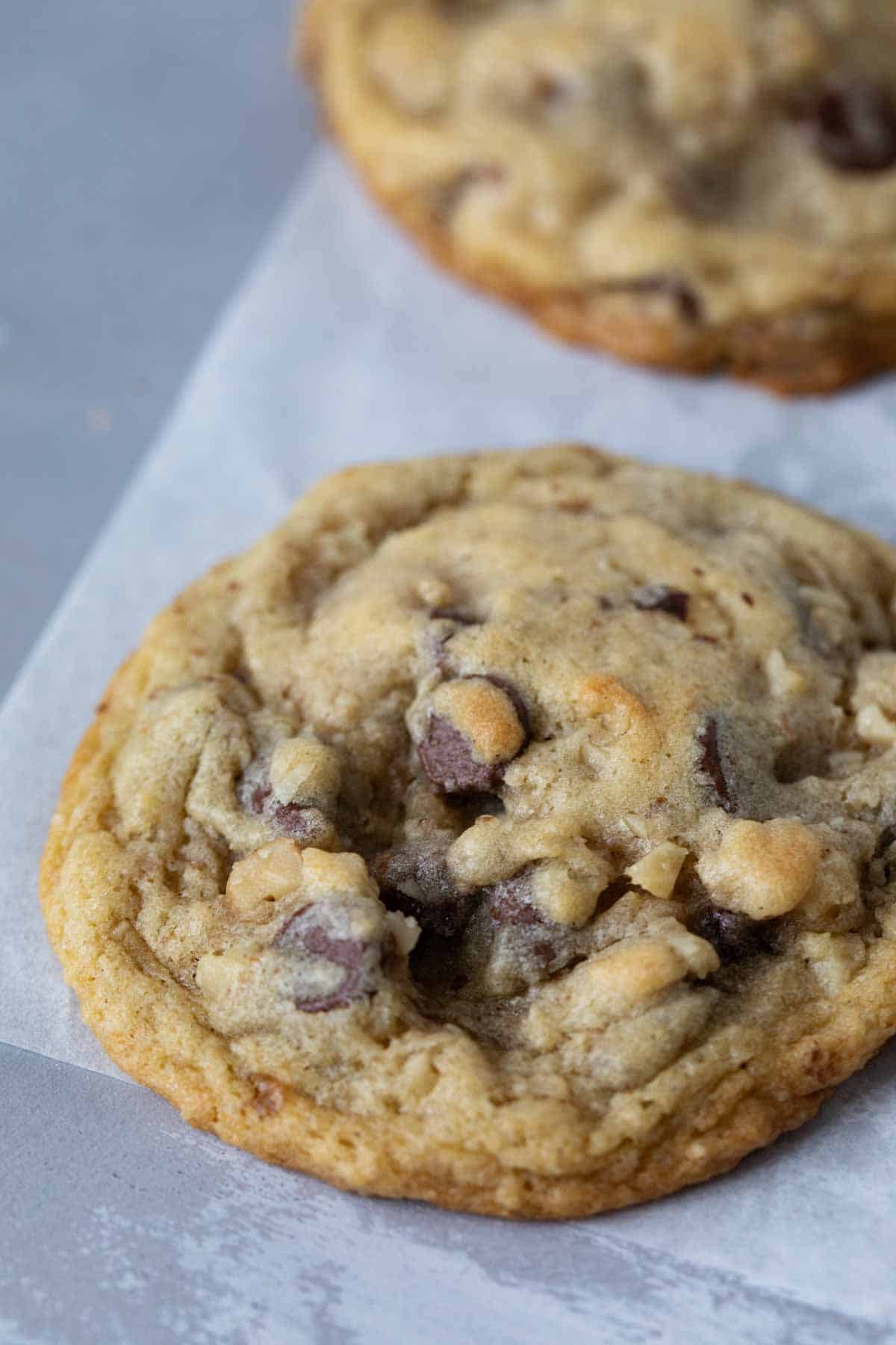 Copycat Doubletree Cookies showing texture of chocolate chips