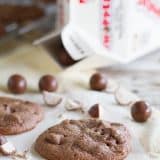 chocolate malt cookies with whoppers