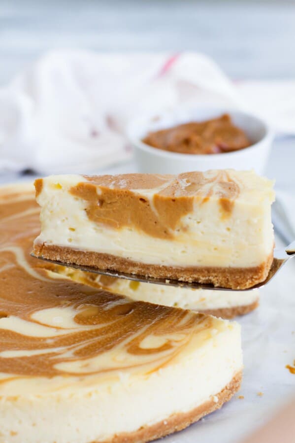 Slice of Dulce de Leche Cheesecake