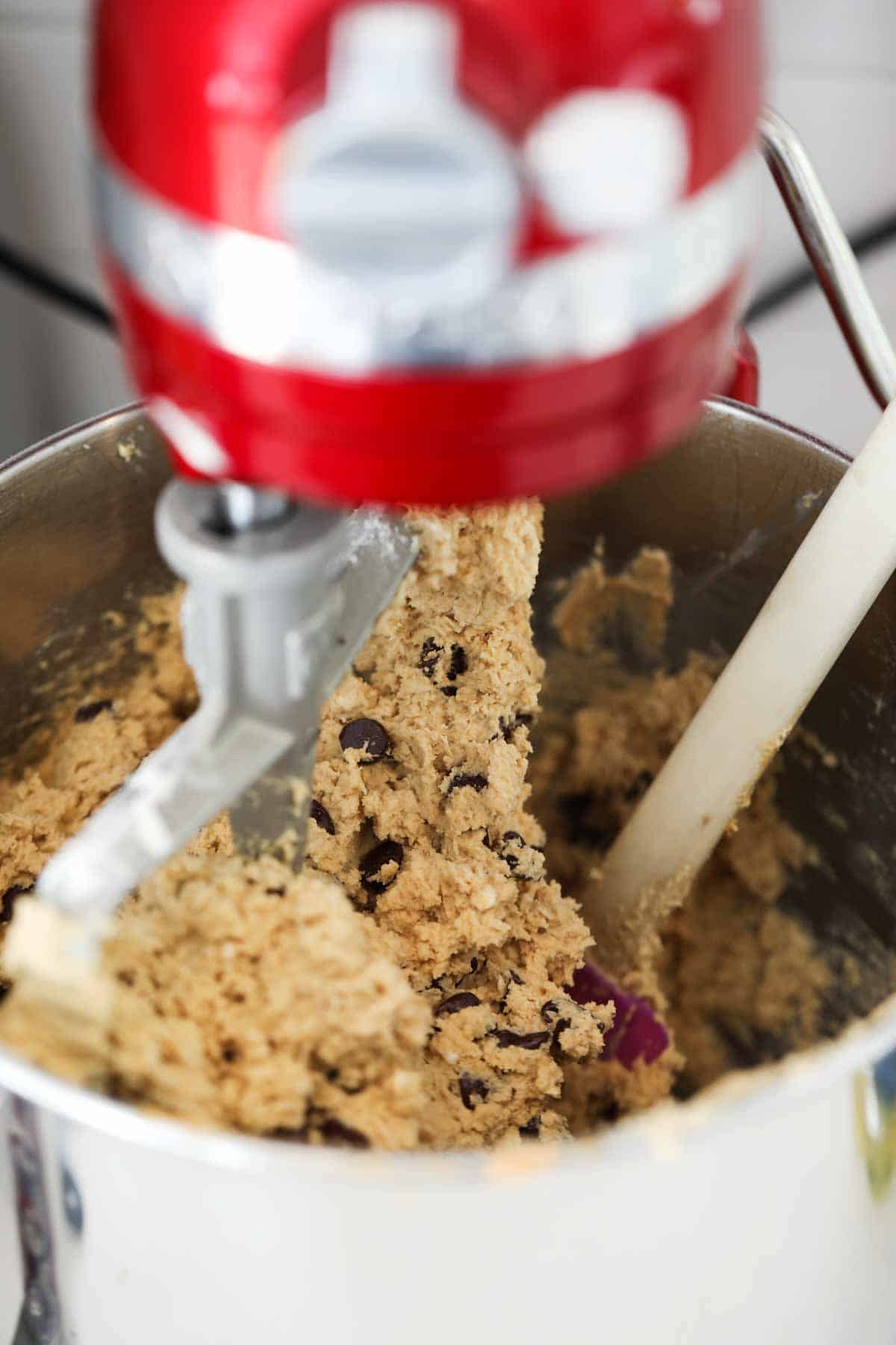 Cookie dough in a mixer