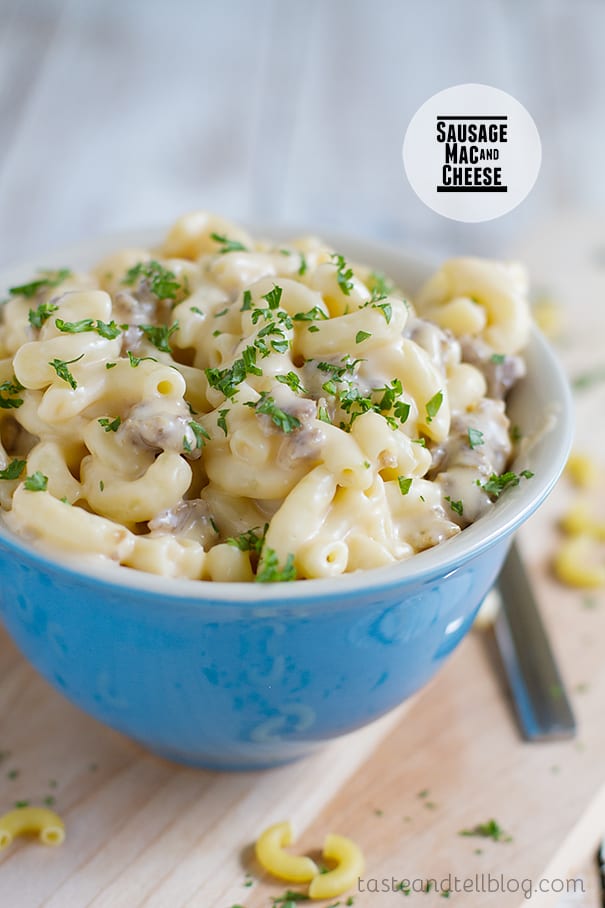 Stovetop Sausage Mac and Cheese on Taste and Tell