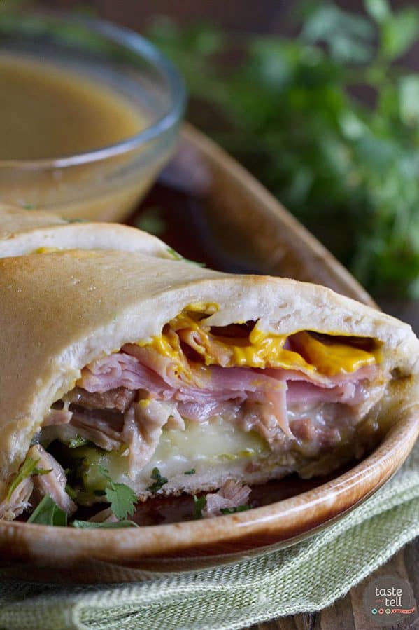 These Shortcut Cuban Sandwiches with Green Chile au Jus are a great way to get a dinner that is packed with flavor onto the table with very little effort!