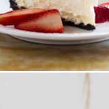 sour cream cheesecake collage with text bar.