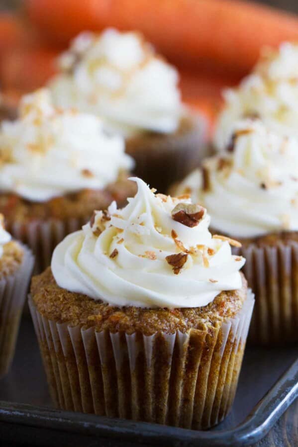 Carrot Cake Cupcakes on a baking tray