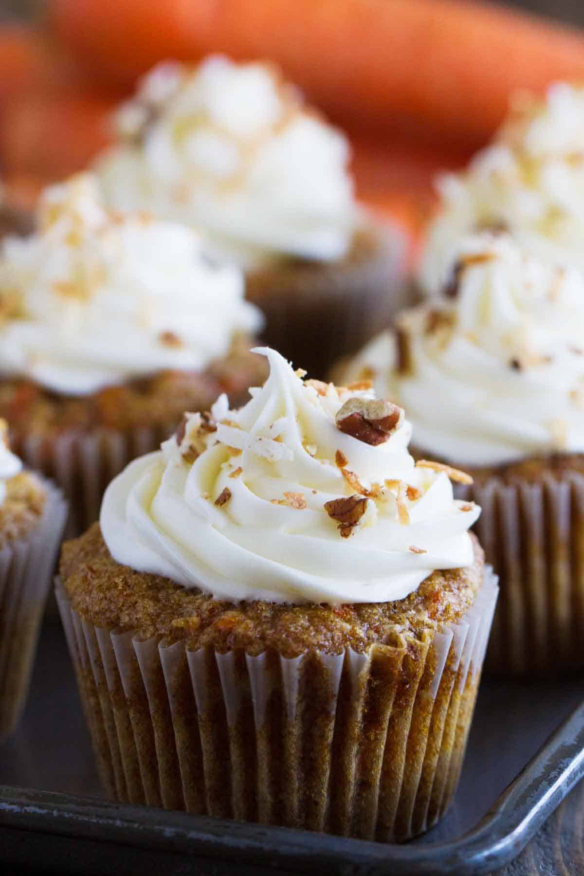 Carrot Cake Cupcakes on a baking tray