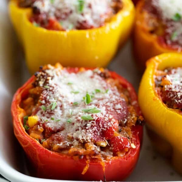 Bell Peppers Stuffed with Beef and Sausage