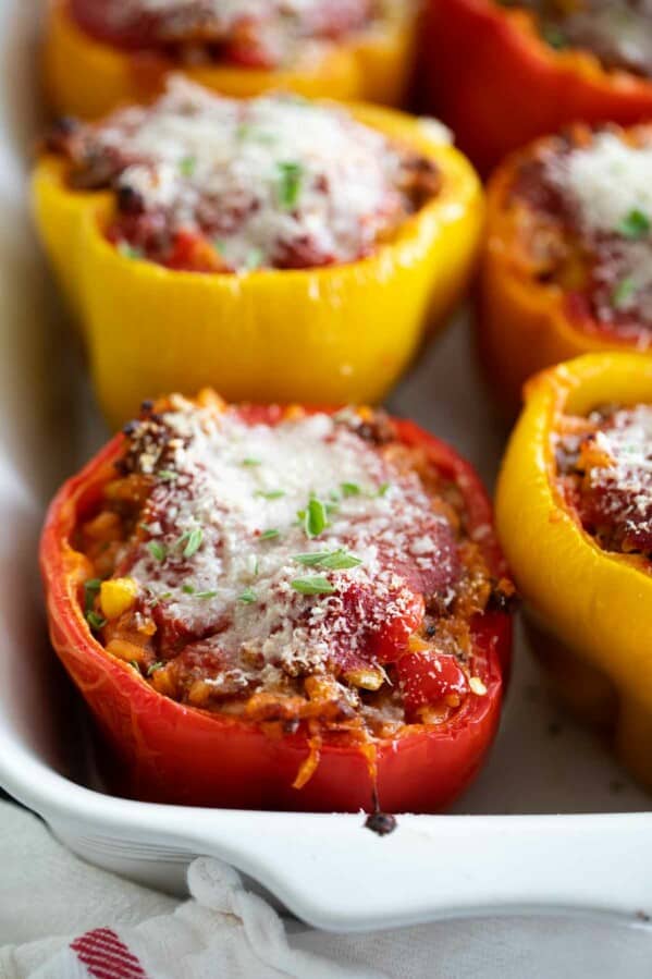 Bell Peppers Stuffed with Beef and Sausage