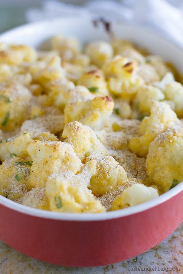 Who can resist cauliflower covered in a cheese sauce?  This Cauliflower Gratin has cauliflower covered in a creamy cheese sauce then sprinkled with breadcrumbs and baked for a veggie side dish everyone will love.