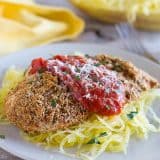 A healthier alternative to the well known fried Chicken Parmesan, this Baked Chicken Parmesan is crispy and juicy and will leave you just as satisfied!