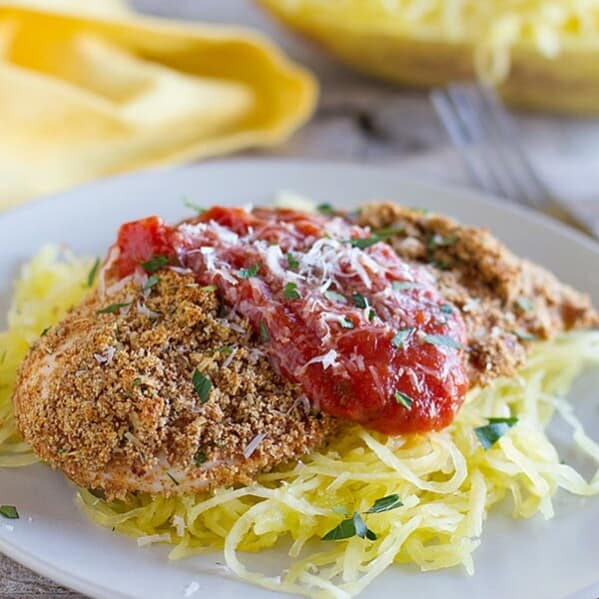 A healthier alternative to the well known fried Chicken Parmesan, this Baked Chicken Parmesan is crispy and juicy and will leave you just as satisfied!