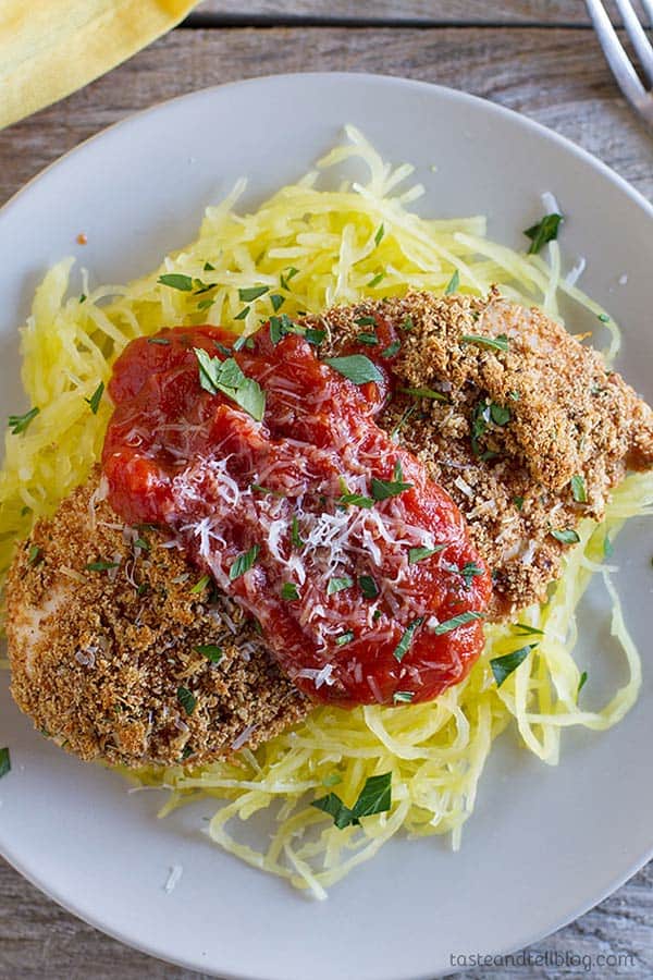 A healthier alternative to the well known fried Chicken Parmesan, this Baked Chicken Parmesan is crispy and juicy and will leave you just as satisfied!