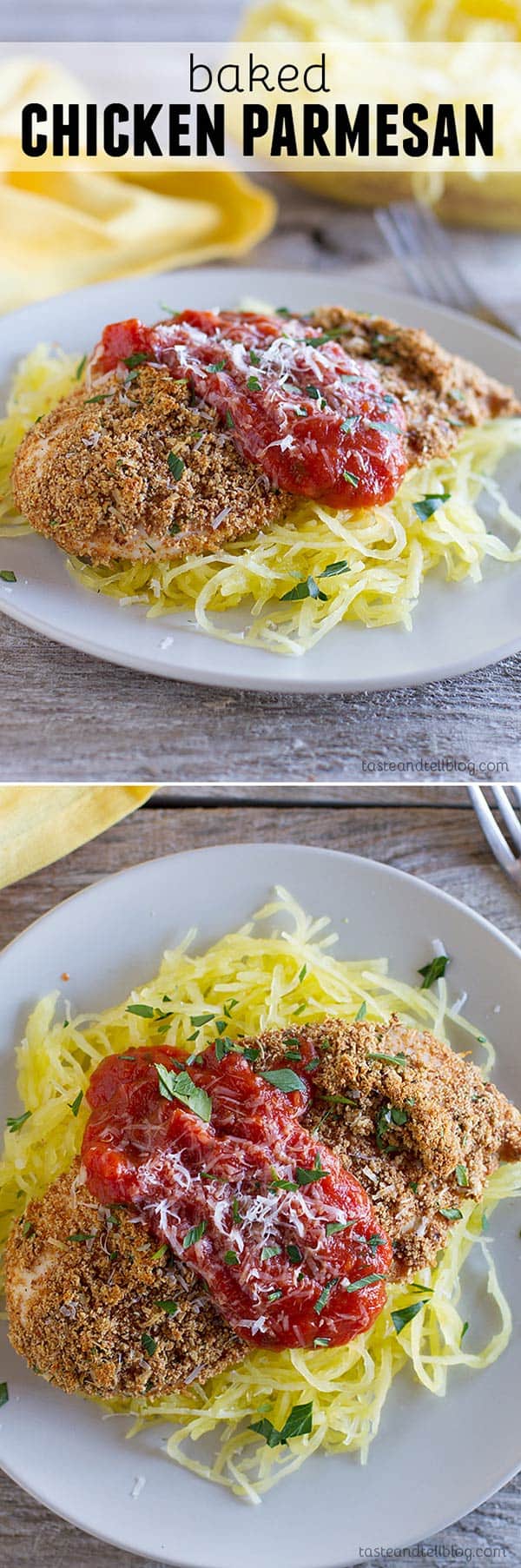 A healthier alternative to the well known fried Chicken Parmesan, this Baked Chicken Parmesan is crispy and juicy and will leave you just as satisfied!