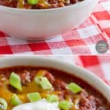 Filled with beef, sausage and beans, this comforting Flatlander Chili recipe is even better the next day!