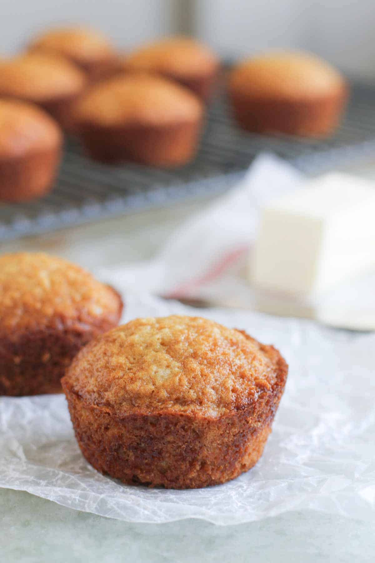 Brown Sugar Muffins on parchment paper