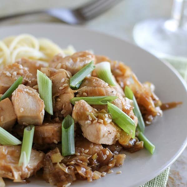 Stir Fry Chicken with Sesame and Leeks - an easy dinner recipe that is done in 30 minutes.