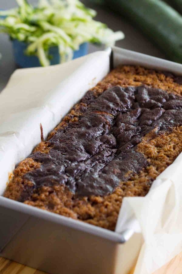 full loaf of chocolate wave zucchini bread