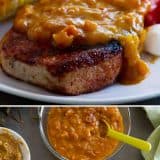 Spice-Rubbed Pork Chops with Mustard Bacon Barbecue Sauce Recipe