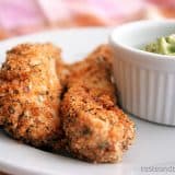 Chicken Fingers with Spicy Avocado Sauce on Taste and Tell