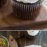 You can’t go wrong with a classic like these Devil’s Food Cupcakes with Fluffy Frosting! The cupcakes are deep chocolate, contrasted by the light and fluffy marshmallow frosting.