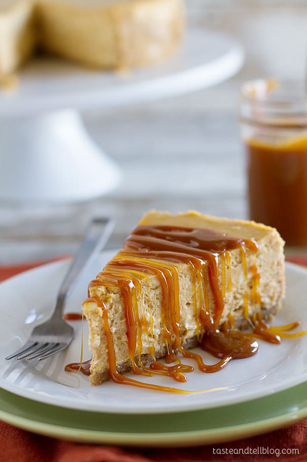 Pumpkin Cheesecake with Caramel Sauce