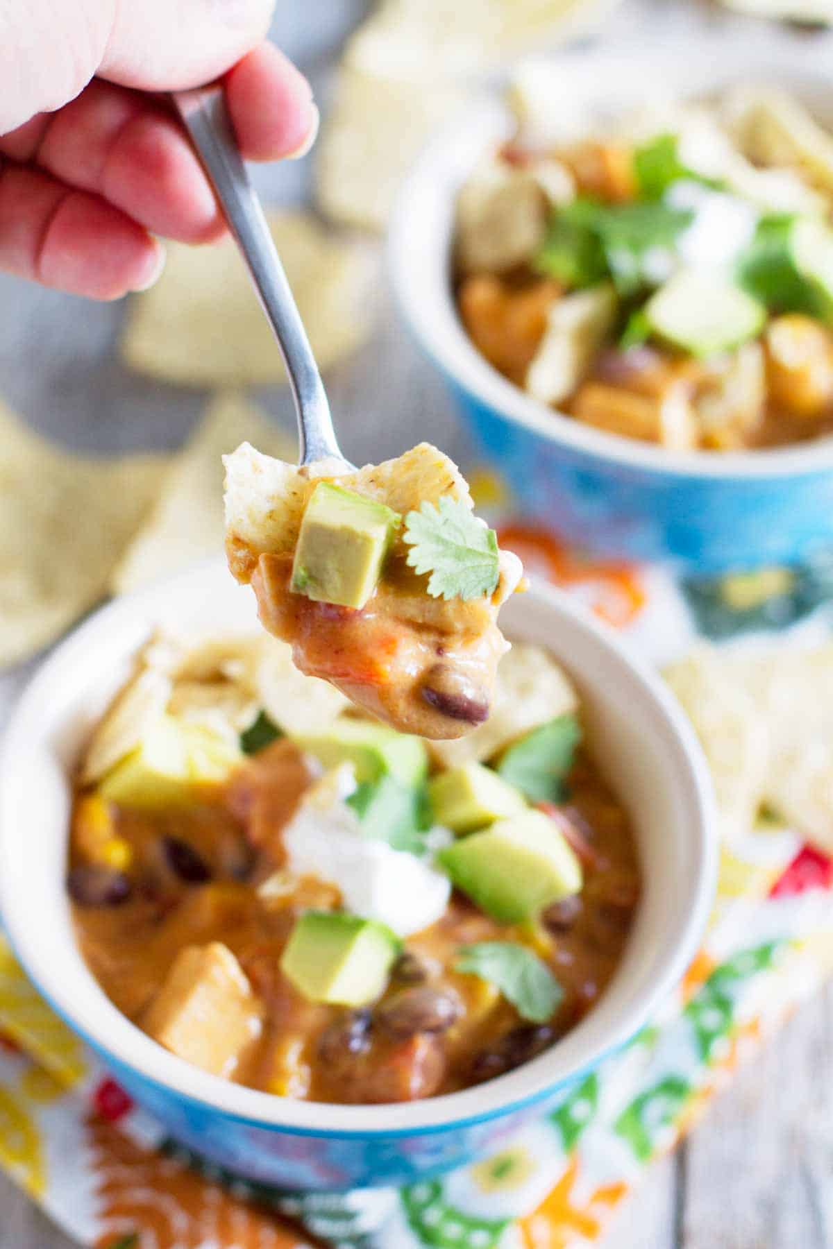 spoonful of chicken and enchilada soup