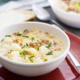photo of corn and sausage chowder in a bowl