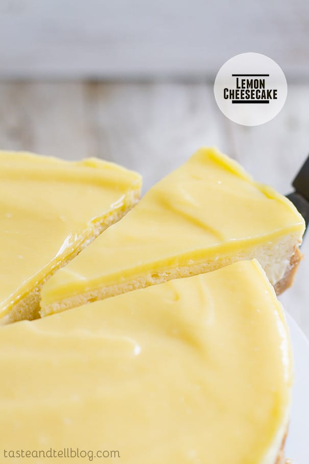 Creamy and rich, this Lemon Cheesecake has a cookie crust and is topped with a tart lemon curd.