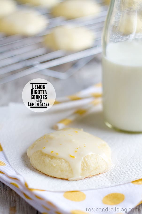 These lemon ricotta cookies are delicate and light and topped with a sweet lemon glaze.
