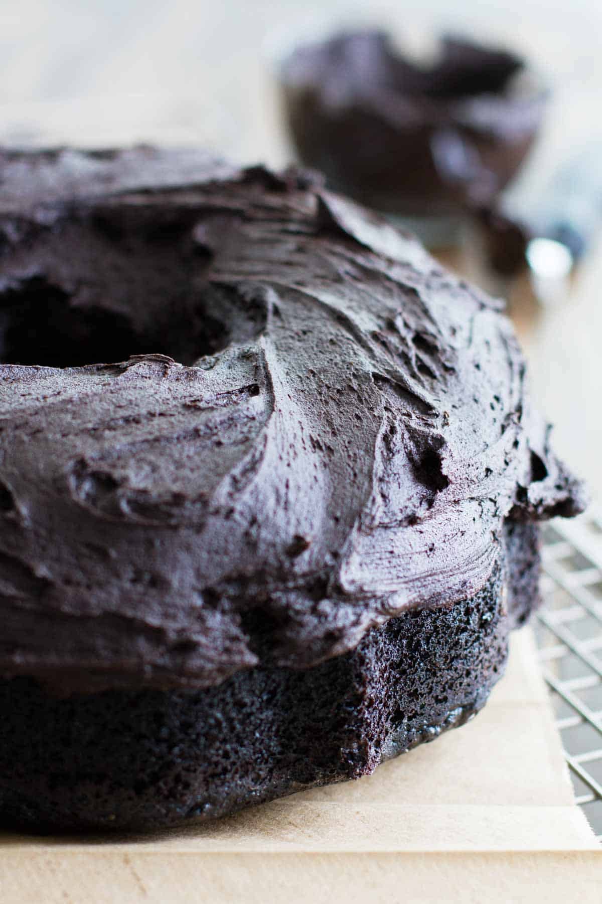 Root Beer Bundt Cake on a cooling rack.