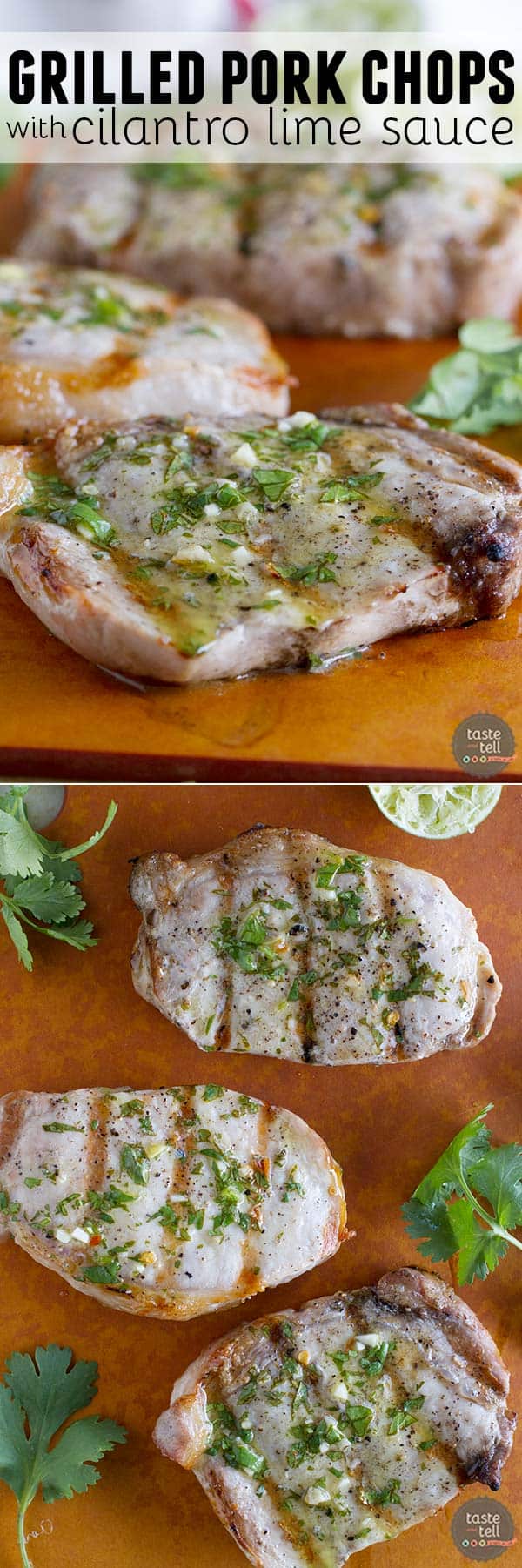 Simple and healthy, these Grilled Pork Chops with Cilantro Lime Sauce are packed with flavor and done in under half an hour.