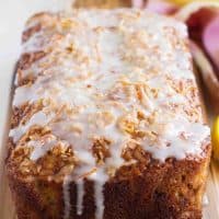 loaf of Citrus Glazed Coconut Banana Bread