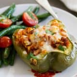 Stuffed pepper with sausage and vegetables