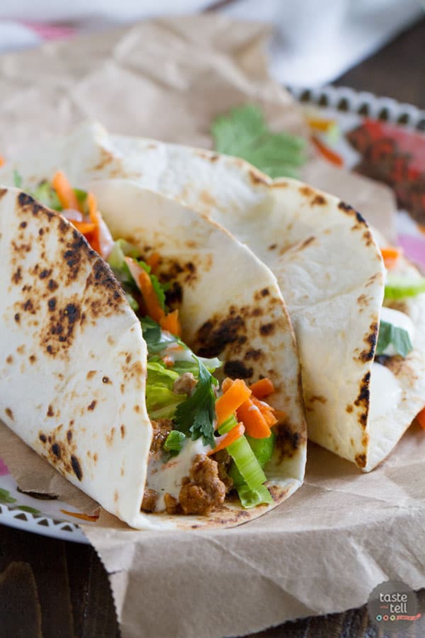 Buffalo sauce isn’t just for wings!  This Buffalo Beef Taco recipe is a simple weeknight dinner idea, filled with a punch of buffalo flavor.