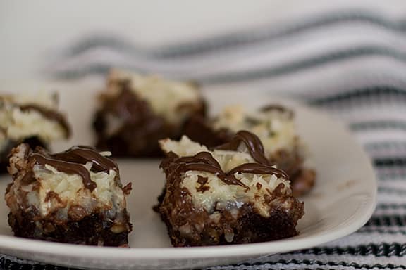 Almond Macaroon Brownie Bars | www.tasteandtellblog.com