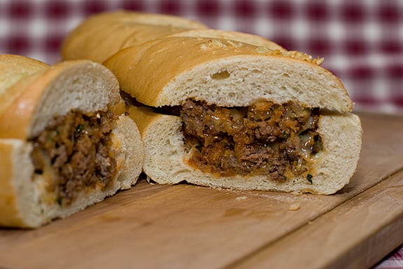 Sausage and Beef Stuffed French Loaf | www.tasteandtellblog.com